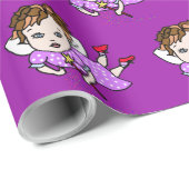 Lila Fairy Flying Gift Wrap Geschenkpapier (Rolleneckpunkt)