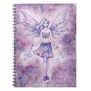 Lila Fairy in the Stars Fantasy Illustration Notizblock