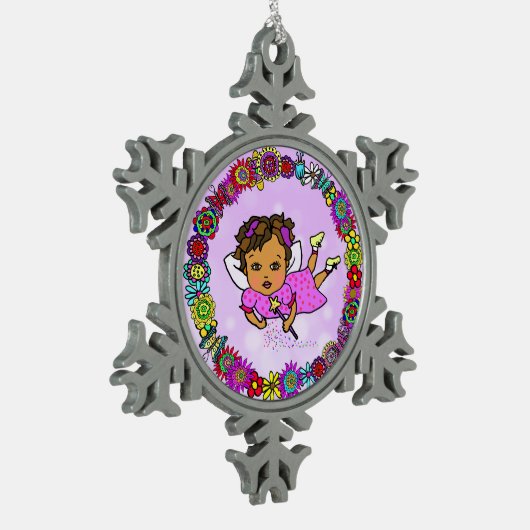 Lila Fairy mit Wand Schneeflocken Zinn-Ornament (Links)