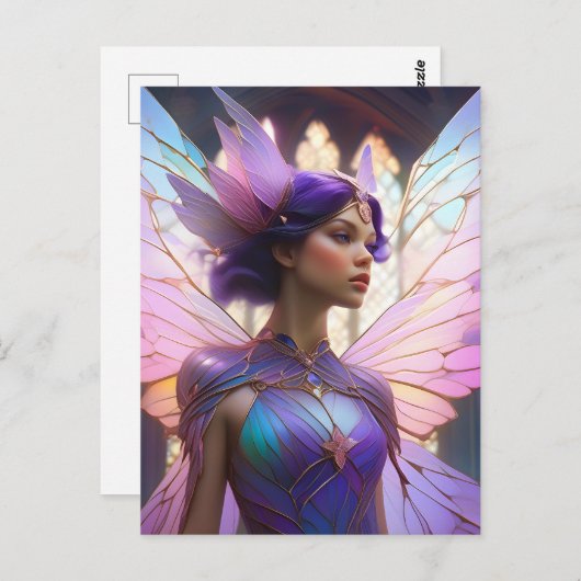Lila Fairy Postkarte (Vorne/Hinten)