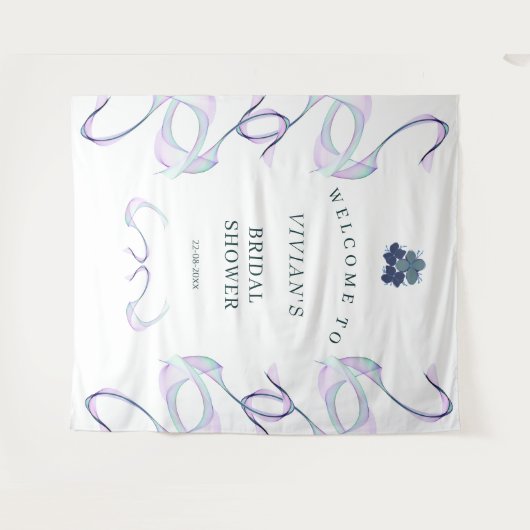 Lila Faith Floral Brautparty Willkommen Wandteppich (Vorderseite (Horizontal))