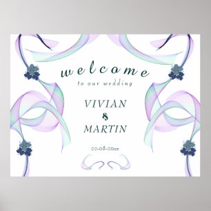 Lila Faith Mini Floral Wedding Willkommen Poster