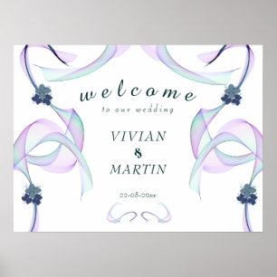 Lila Faith Mini Floral Wedding Willkommen Poster