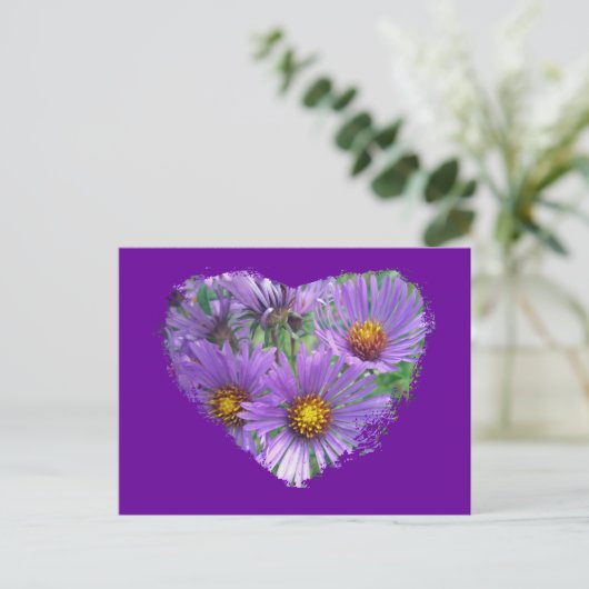 Lila Fall Asters-Wildblume-Matching-Elemente Postkarte (Stehend Vorderseite)
