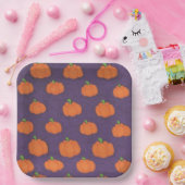 Lila Fall Pumpkin Pattern Pappteller (Party)
