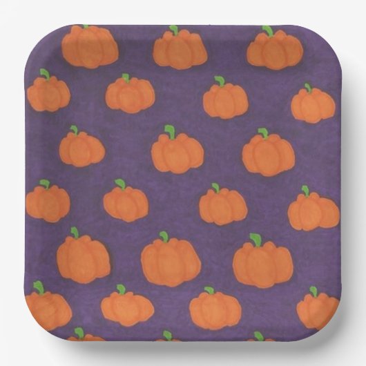 Lila Fall Pumpkin Pattern Pappteller (Vorderseite)