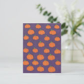 Lila Fall Pumpkin Pattern Postkarte (Stehend Vorderseite)