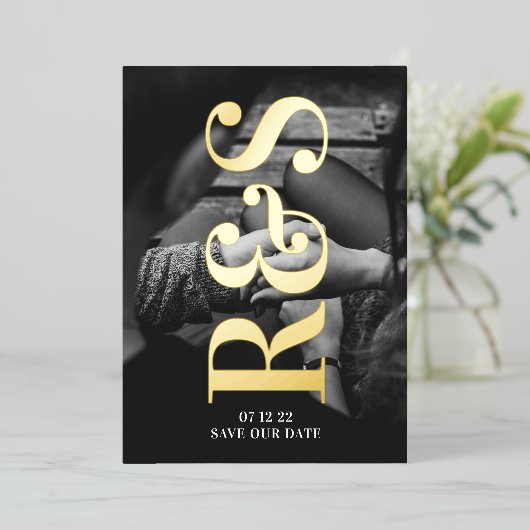 Lila Fall Save the Date Folieneinladung (Stehend vorne)