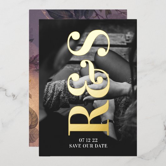 Lila Fall Save the Date Folieneinladung (Vorderseite/Rückseite)