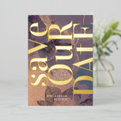 Lila Fall Save the Date Folieneinladung (Stehend vorne)