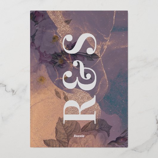 Lila Fall Save the Date Folieneinladung (Rückseite)