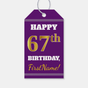 Lila, Falsches Gold 67. Geburtstag + Benutzerdefin Geschenkanhänger