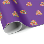 Lila Faltpapier mit modernem Herz Geschenkpapier (Rolleneckpunkt)