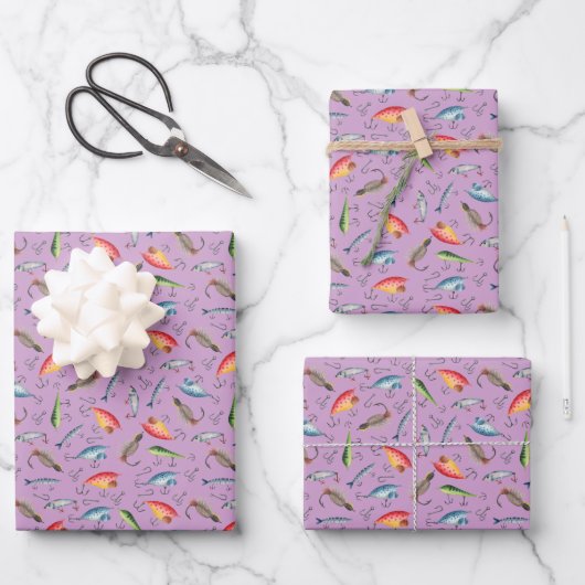 Lila Fangbelastungen Geschenkpapier Set (Vorderseite)
