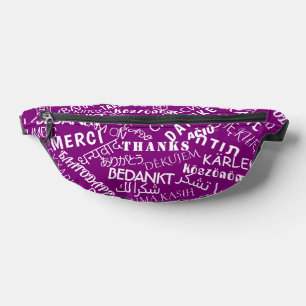 Lila Fanny Pack Mehrsprachigkeit Vielen Dank Bauchtasche