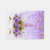 Lila Fantasie und Goldene Sterne Einhorn Fleecedecke (Vorderseite (Horizontal))