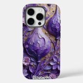 Lila Fantasy-Blume mit Goldtextur Case-Mate iPhone Hülle (Rückseite)