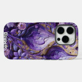 Lila Fantasy-Blume mit Goldtextur Case-Mate iPhone Hülle (Rückseite (Horizontal))