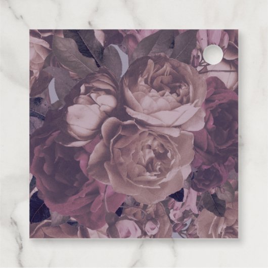 Lila Fantasy Floral Rose Geschenkanhänger (Rückseite)