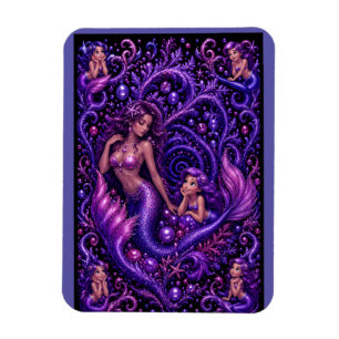 Lila Fantasy Meerjungfrau-Duo Ozeantraum-Kunst  Magnet