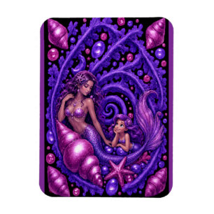 Lila Fantasy Meerjungfrau-Duo Ozeantraum-Kunstpost Magnet