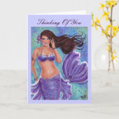 Lila Fantasy Mermaid Grußkarte von René Karte (Gelbe Blume)