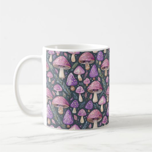 Lila Fantasy Mushroom Nattern Muster Kaffeetasse (Links)