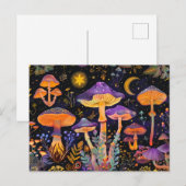 Lila Fantasy-Pilze unter Sternenhimmel Postkarte (Vorne/Hinten)