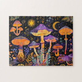 Lila Fantasy-Pilze unter Sternenhimmel Puzzle