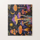 Lila Fantasy-Pilze unter Sternenhimmel Puzzle (Vertikal)