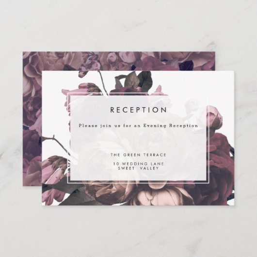 Lila Fantasy Wedding Reception Card Begleitkarte (Vorne/Hinten)