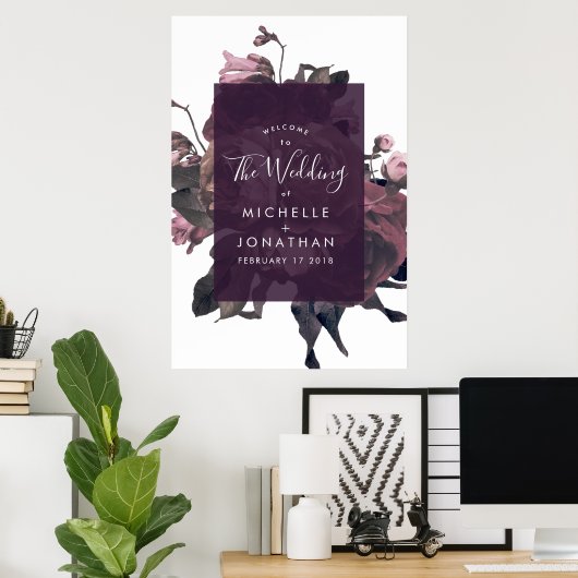 Lila Fantasy Wedding Welcome Poster (Heimbüro)