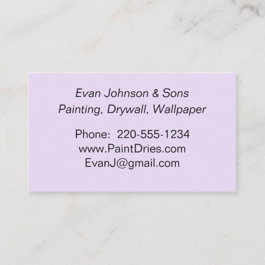 Lila Farbbeispiele Visitenkarte (Rückseite)