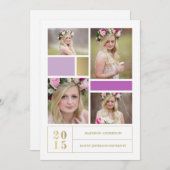 Lila Farbblock  | Einladung des Abschlusses (Vorne/Hinten)