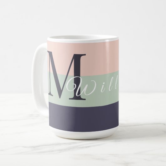 Lila Farbblock für Einfaches und Monogramm Kaffeetasse (Vorderseite Links)