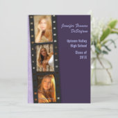 Lila Farbblock Grad Fotokarte Ankündigung (Stehend Vorderseite)