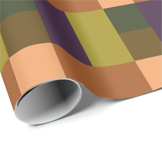 Lila Farbblock mit braunem grünem Pfirsich Geschenkpapier (Rolleneckpunkt)