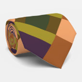 Lila Farbblock mit braunem grünem Pfirsich Krawatte (Gerollt)