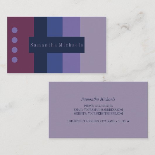 Lila Farbblockkarten Visitenkarte (Vorne/Hinten)