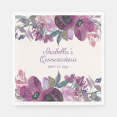 Lila Farbe der Blume Name Quinceñera Datum Serviette (Vorderseite)