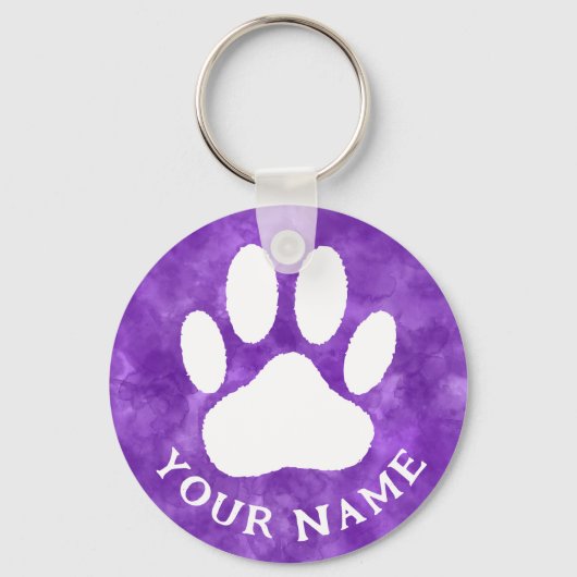 Lila Farbe für  Text in weißer Schrift Schlüsselanhänger (Rückseite)