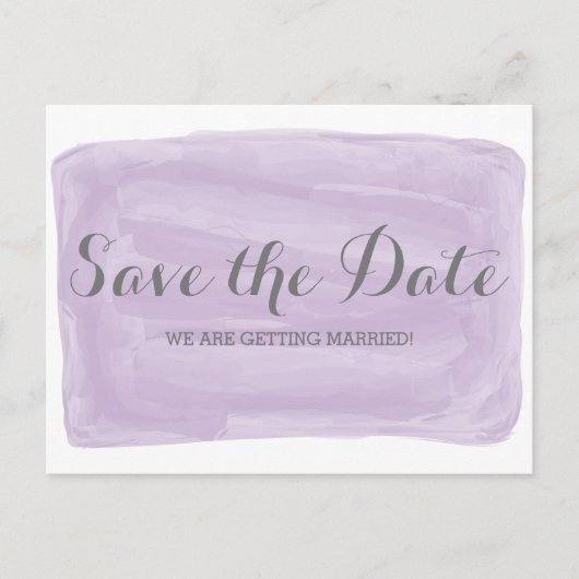 Lila Farbe Save the Date Postkarte (Vorderseite)