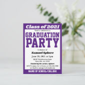 Lila Farben der Weißen Schule Abschluss Einladung (Stehend Vorderseite)