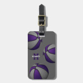 lila Farben für Basketballteams Gepäckanhänger (Vorderseite vertikal)