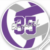 lila Farben für das graue Volleyballteam Aufkleber (Vorderseite)