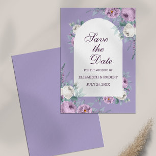 Lila-farbene Pfingstrosen-Save-The-Date-Karte Einladung