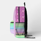 Lila, farbenfrohe niedlich bedruckter rucksack (Rechts)