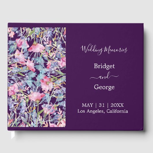 lila farbenfrohe Wildblume Gästebuch (Vorderseite)