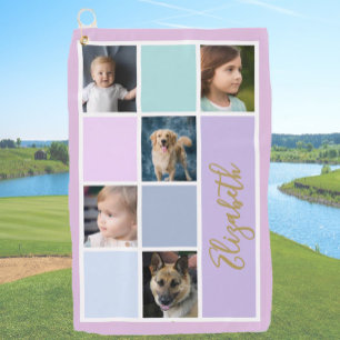 Lila Farbfeld Individuelle Vorlage Familienfotos Golfhandtuch