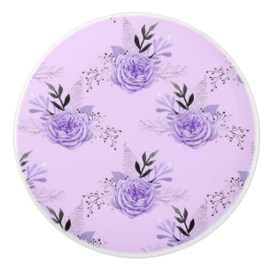 Lila farbige Blume Botanisches Blumenmuster Keramikknauf